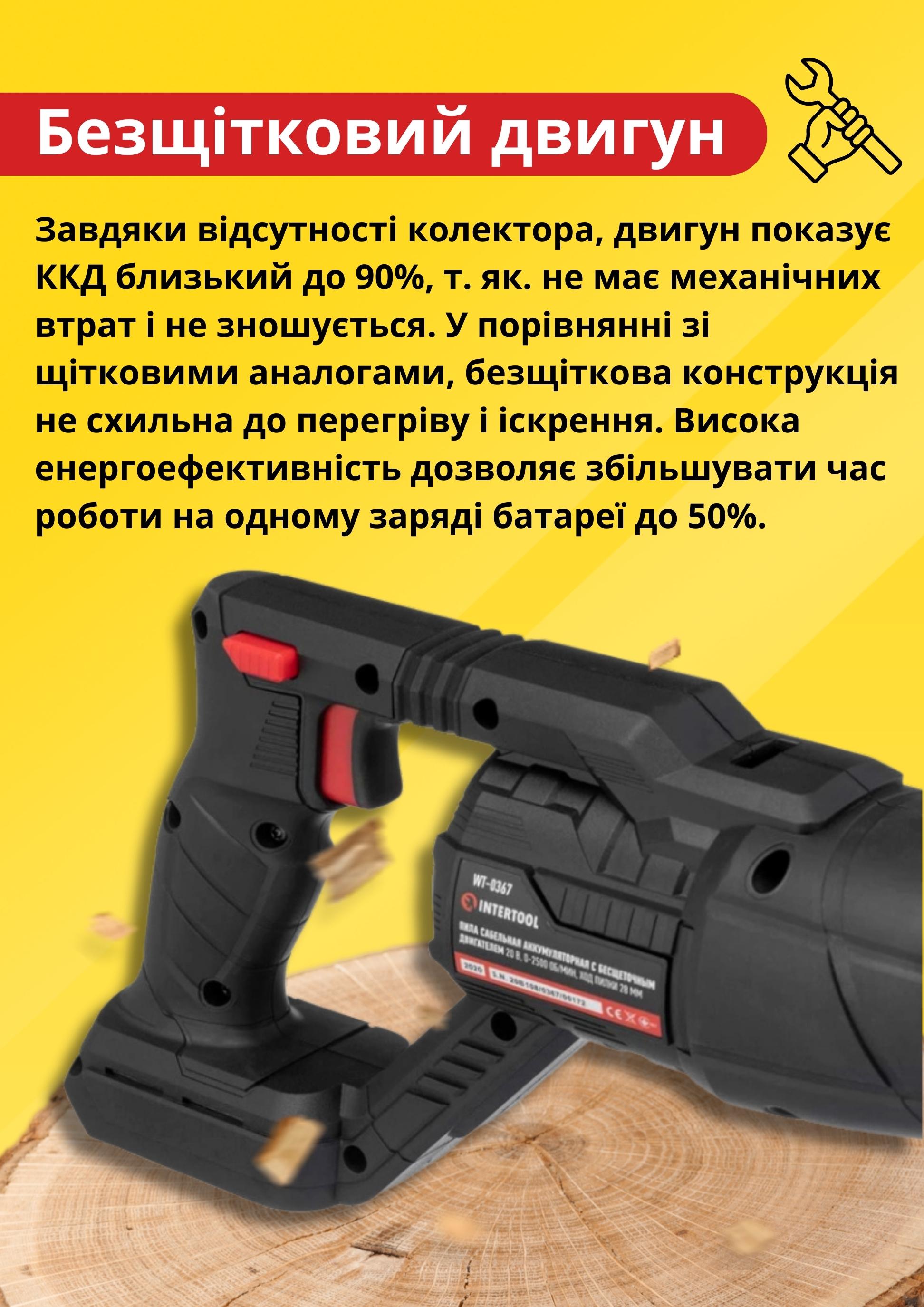 Пила шабельна акумуляторна INTERTOOL WT-0367 бездротова - фото 16