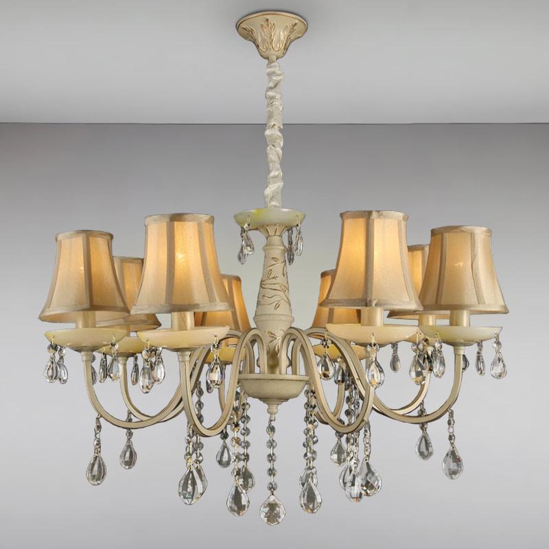 Люстра підвісна з абажуром Light House LS-15374-8 CRM+GLD на вісім ламп Бежевий / Золото Люстра підвісна з абажуром Light House LS-15374-8 CRM+GLD на вісім ламп Бежевий / Золото