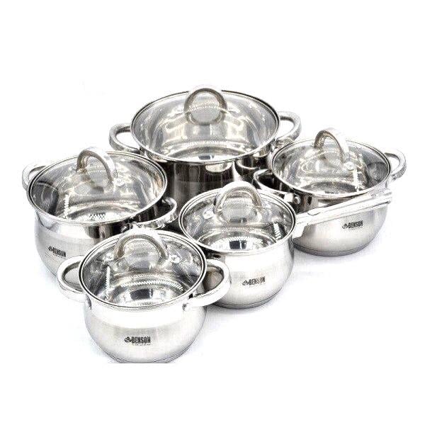 Набор кастрюль из нержавеющей стали 10 предметов Benson (BN-211) - фото 4