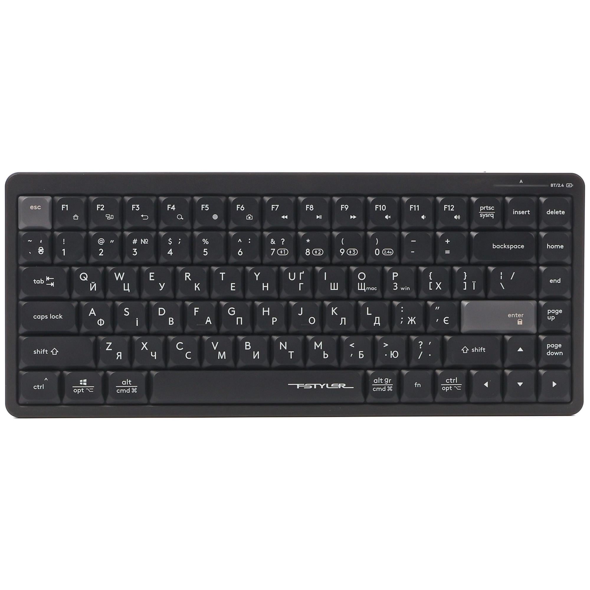 Клавиатура беспроводная A4Tech FBX53C Bluetooth/2,4 ГГц ENG/UKR Black (FBX53C Black)