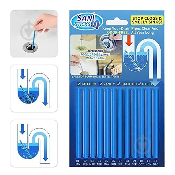 Палочки для очистки вoдocтoчныx труб/слива раковин и ванн HMD Sani Sticks 12 шт (91-8722615)