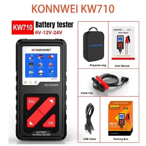 Тестер аккумуляторный Konnwei KW710 6v-12v-24v Черный (682-1) - фото 6