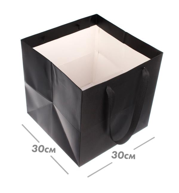 Подарочный пакет 30х30х30 см ламинированный картон Черный (10567) - фото 2 Подарочный пакет 30х30х30 см ламинированный картон Черный (10567) - фото 2