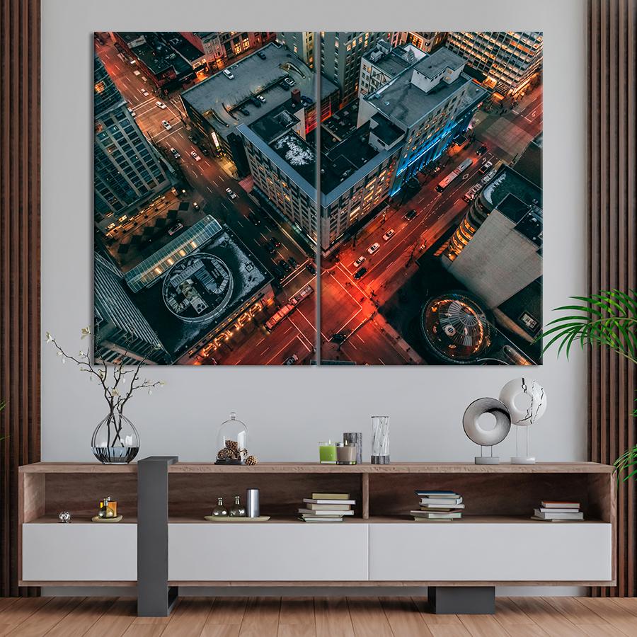 Настінний декор Вид зверху на вулиці вечірнього міста 71x51 см (A553-2)