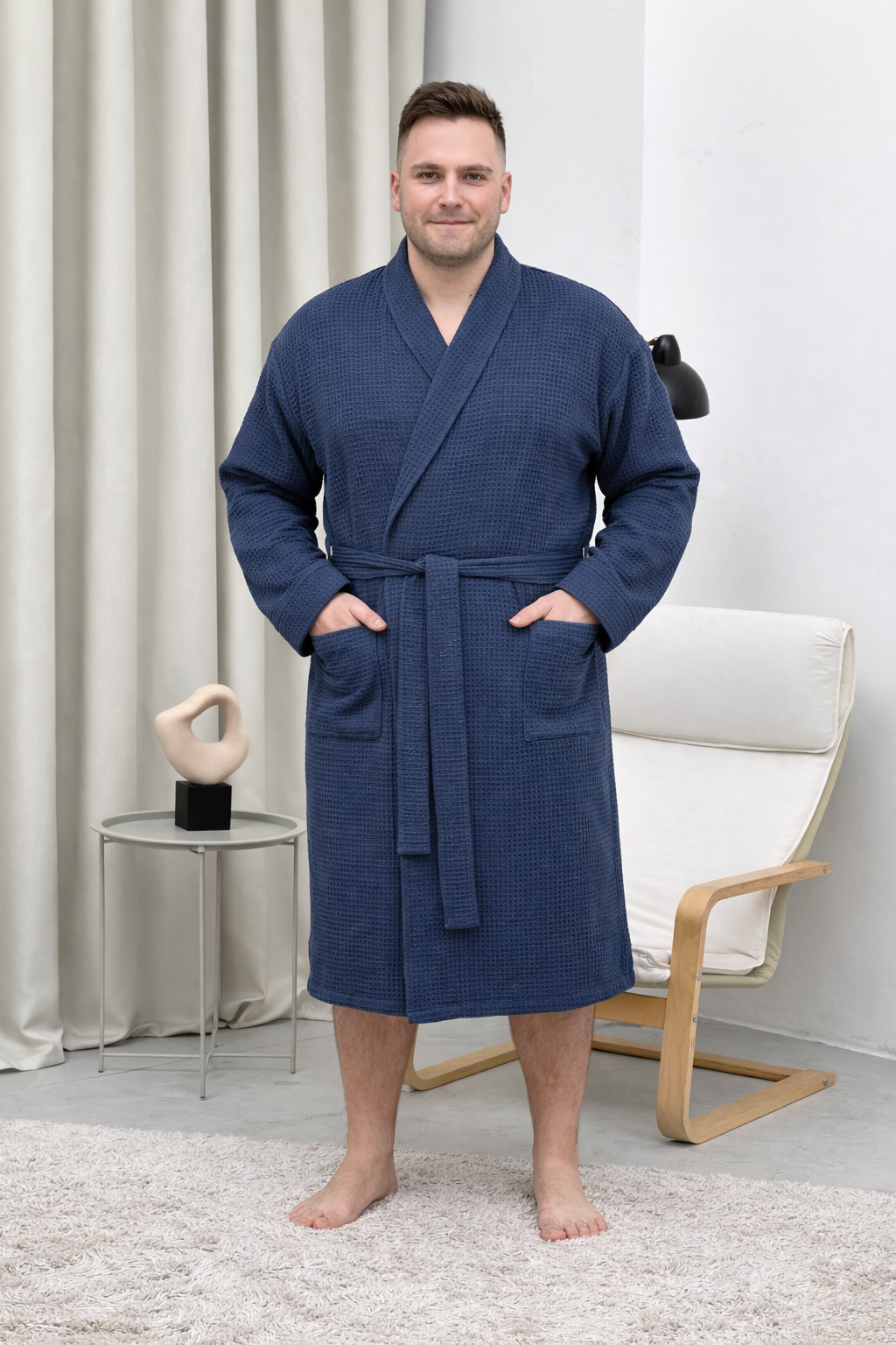 Халат вафельный унисекс Сапфир Big Size 3XL Синий (920/13XL)