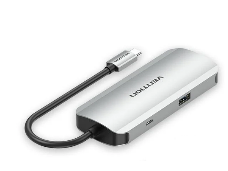 USB-хаб Vention Type-C-4x USB 3.0/Micro-USB/5 Гбит/с USB-C через Micro-B металлический Серый (TNAHB) - фото 1