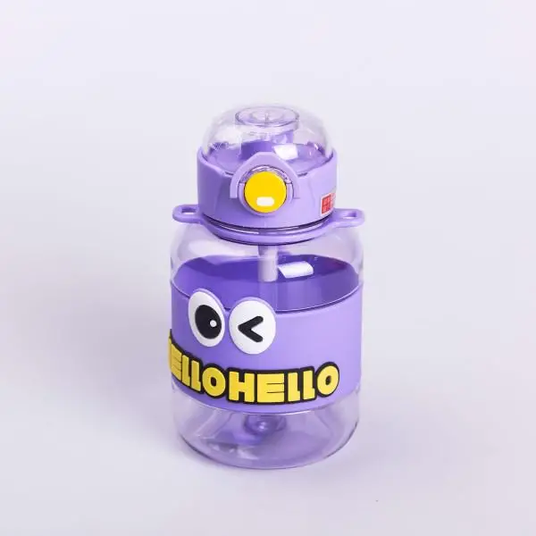 Пляшка для води дитяча з трубочкою з ручкою та ремінцем 680 мл Фіолетовий (6774) - фото 2 Пляшка для води дитяча з трубочкою з ручкою та ремінцем 680 мл Фіолетовий (6774) - фото 2