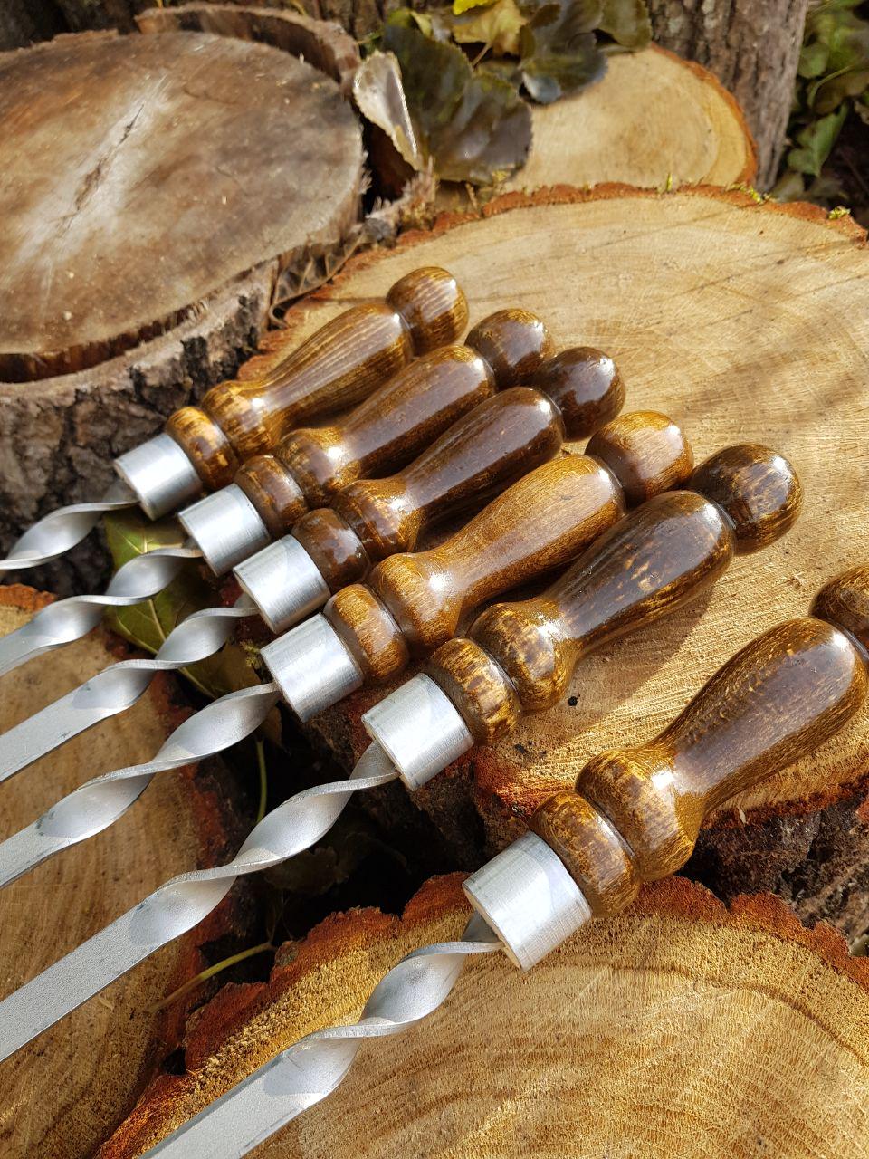 Шампури GrillKov преміум з дерев'яною ручкою 14 мм х 3 мм х 70 см 6 шт. (2181-5) - фото 2 Шампури GrillKov преміум з дерев'яною ручкою 14 мм х 3 мм х 70 см 6 шт. (2181-5) - фото 2