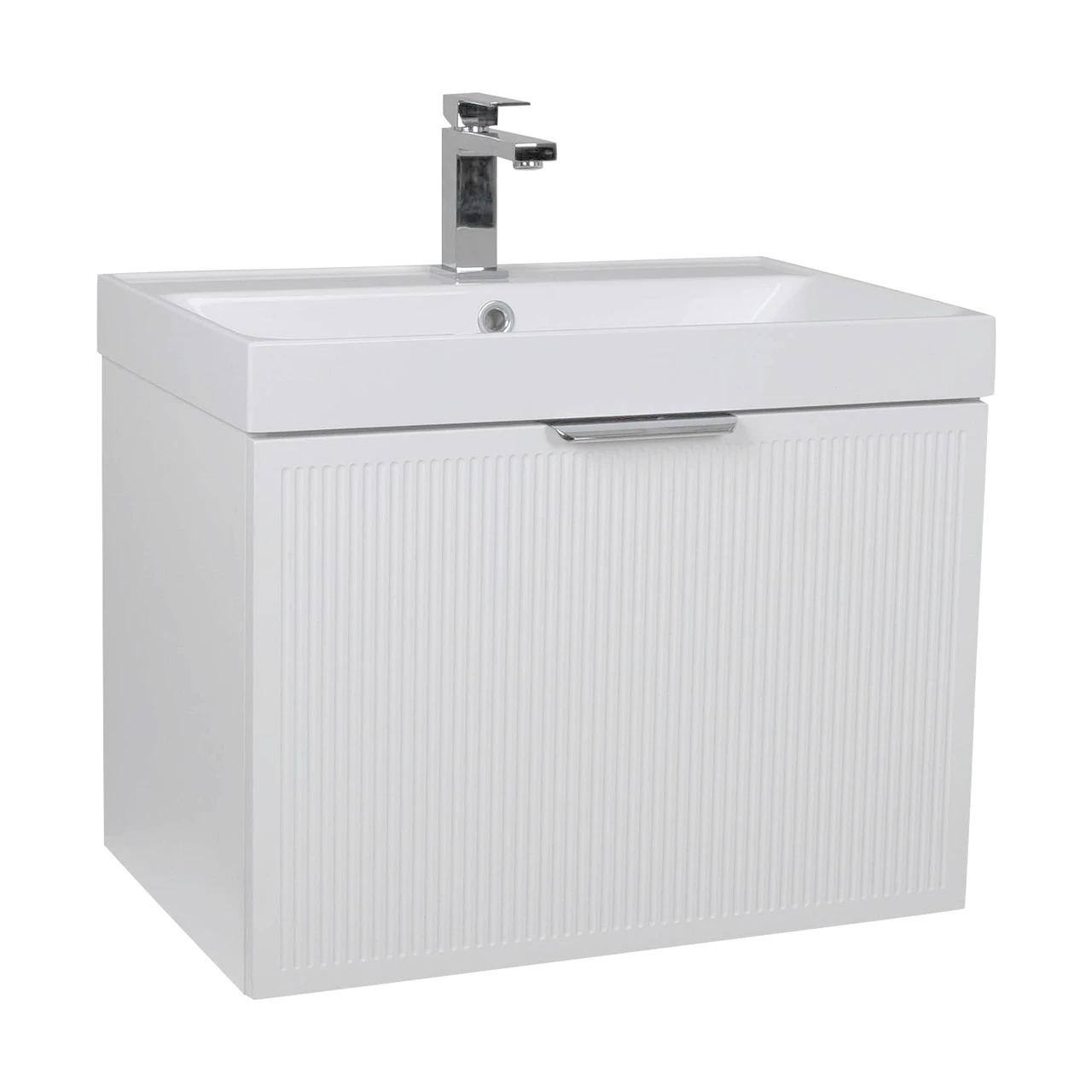 Тумба Fabio Белый матовый с умывальником Fabio консольная ручка 100 см Хром (2682513537)