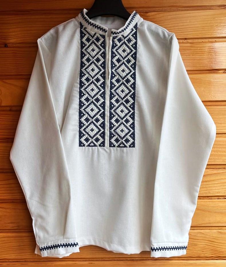 Вышиванка для мальчика Код Традиции с темно-синей вышивкой 92 см (1804973479) - фото 6