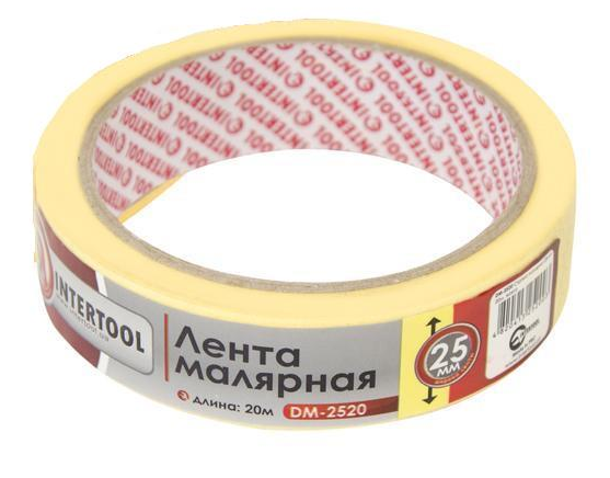 Стрічка малярська Intertool DM-2520 25 мм 20 м Жовтий (10090564)