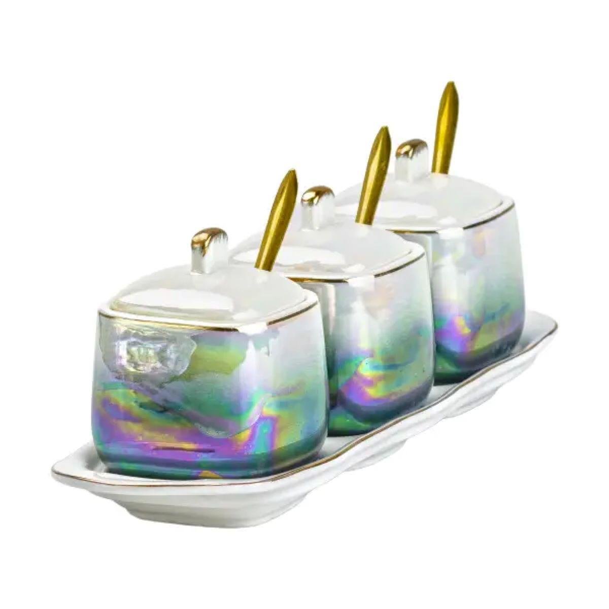 Набір для спецій порцелянаовий на підставці з ложками 3 шт. по 300 мл (HP6178) - фото 5 Набір для спецій порцелянаовий на підставці з ложками 3 шт. по 300 мл (HP6178) - фото 5