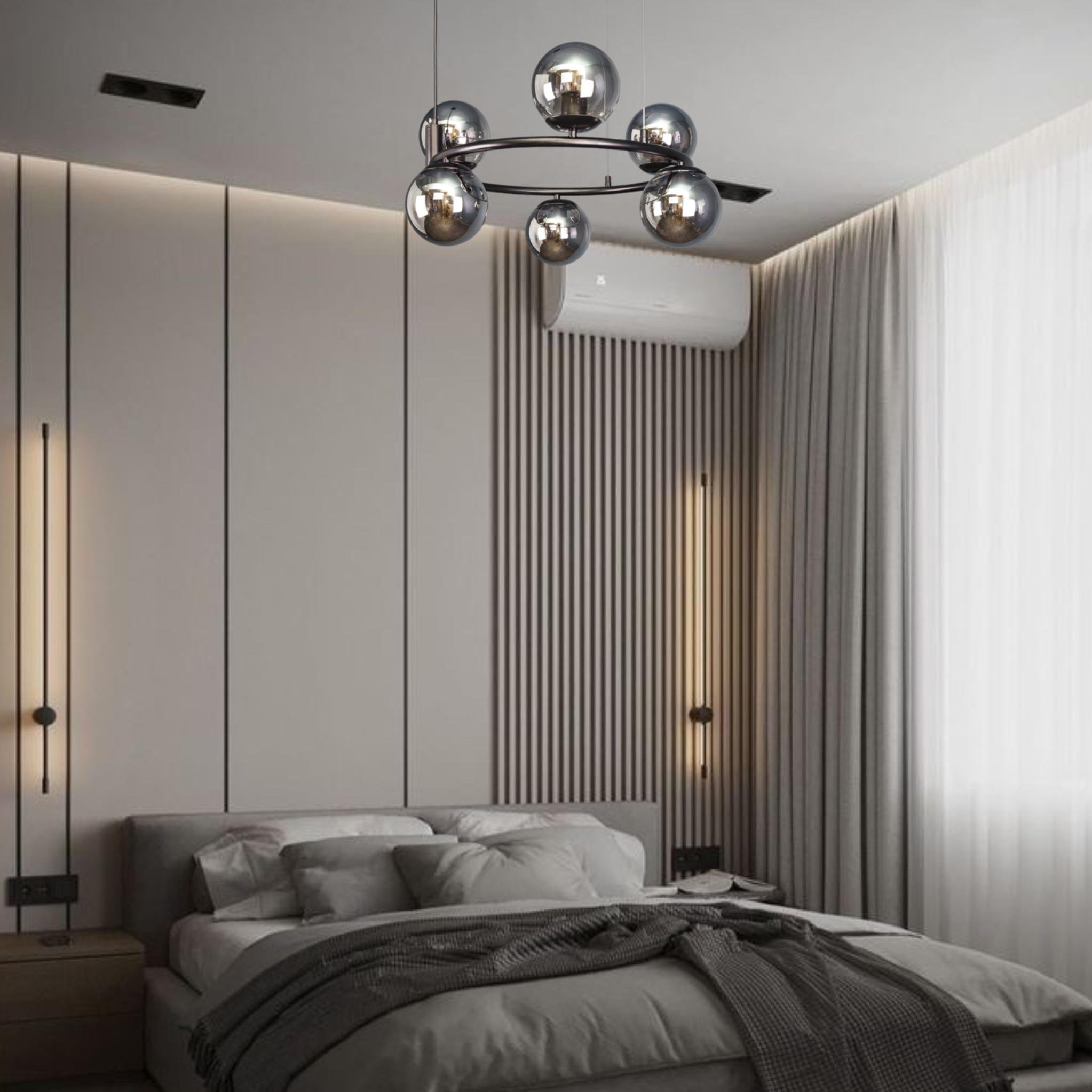 Люстра підвісна Bubbles кругла на 6 ламп Чорний (52-1011-6 BK+BK) - фото 3 Люстра підвісна Bubbles кругла на 6 ламп Чорний (52-1011-6 BK+BK) - фото 3