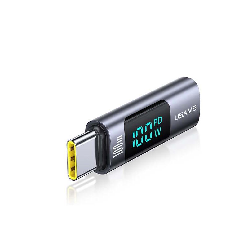 Переходник Usams Type-C to Type-C 100 Вт Aluminum Alloy Digital Display Adapter US-SJ682 Черный