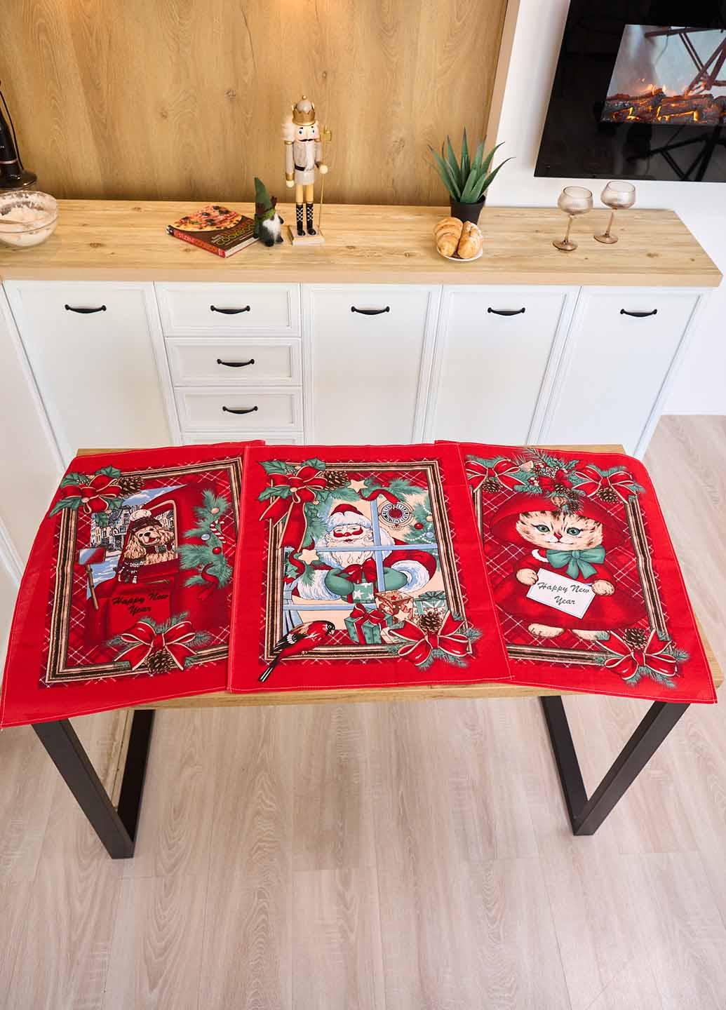 Набір кухонних рушників Різдво 60х47 см 3 шт. - фото 1