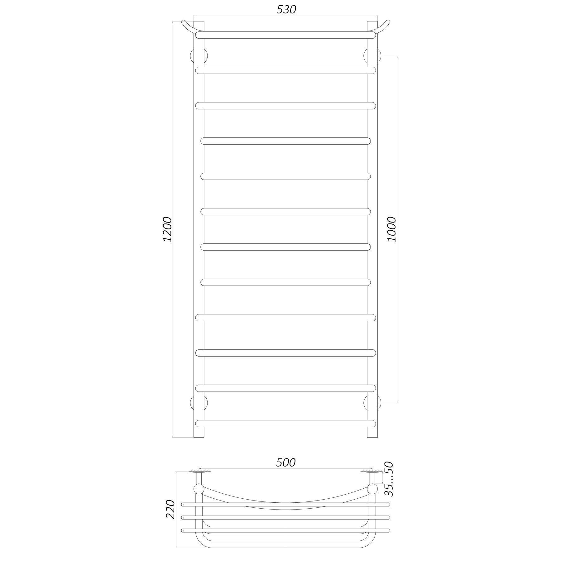 Полотенцесушитель UNIO Zp W 1200-500-12 Зета с полкой (21425) - фото 5 Полотенцесушитель UNIO Zp W 1200-500-12 Зета с полкой (21425) - фото 5