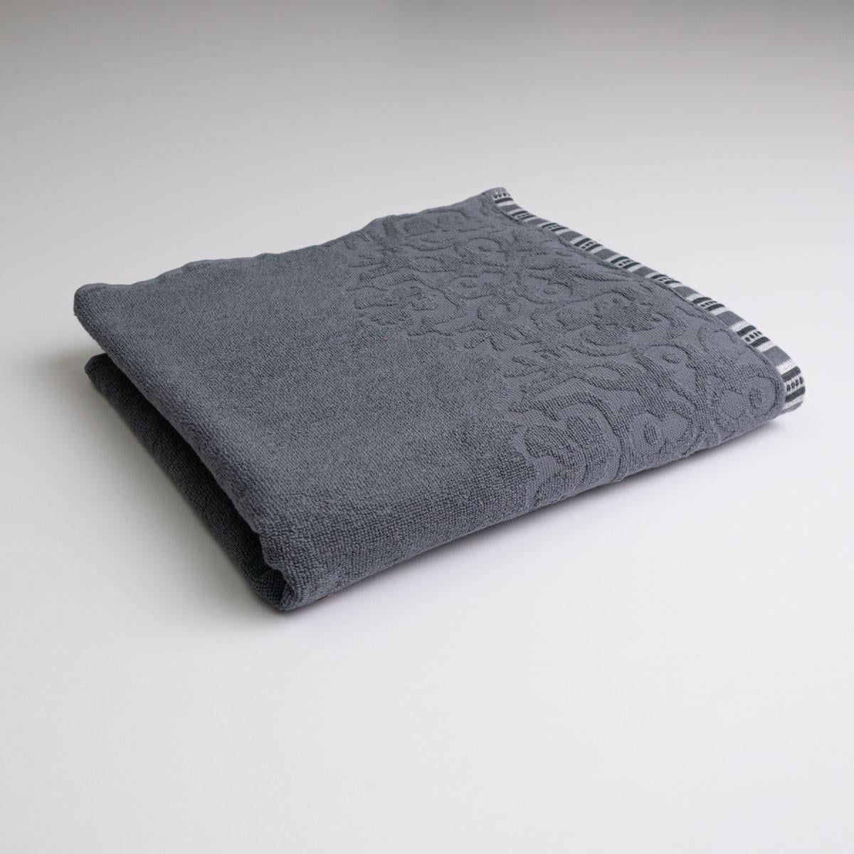 Рушник махровий для душу GM Textile з орнаментом 70х140см 400г/м2 Сірий (rmo400-140-grey)