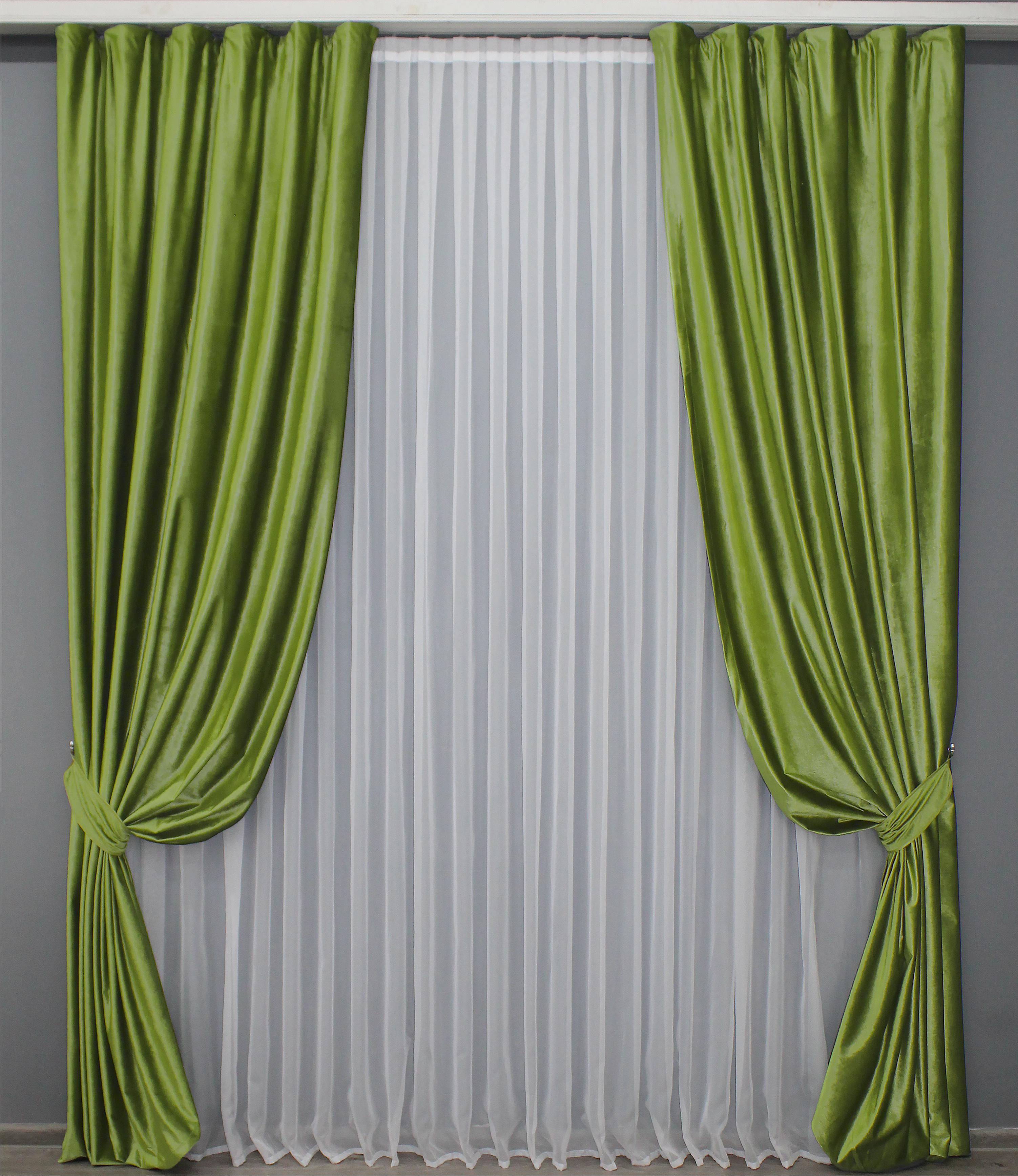 Комплект штор VR-Textil № 902ш оксамит 100х280 см 2 шт. Салатовий (31-806) - фото 1 Комплект штор VR-Textil № 902ш оксамит 100х280 см 2 шт. Салатовий (31-806) - фото 1