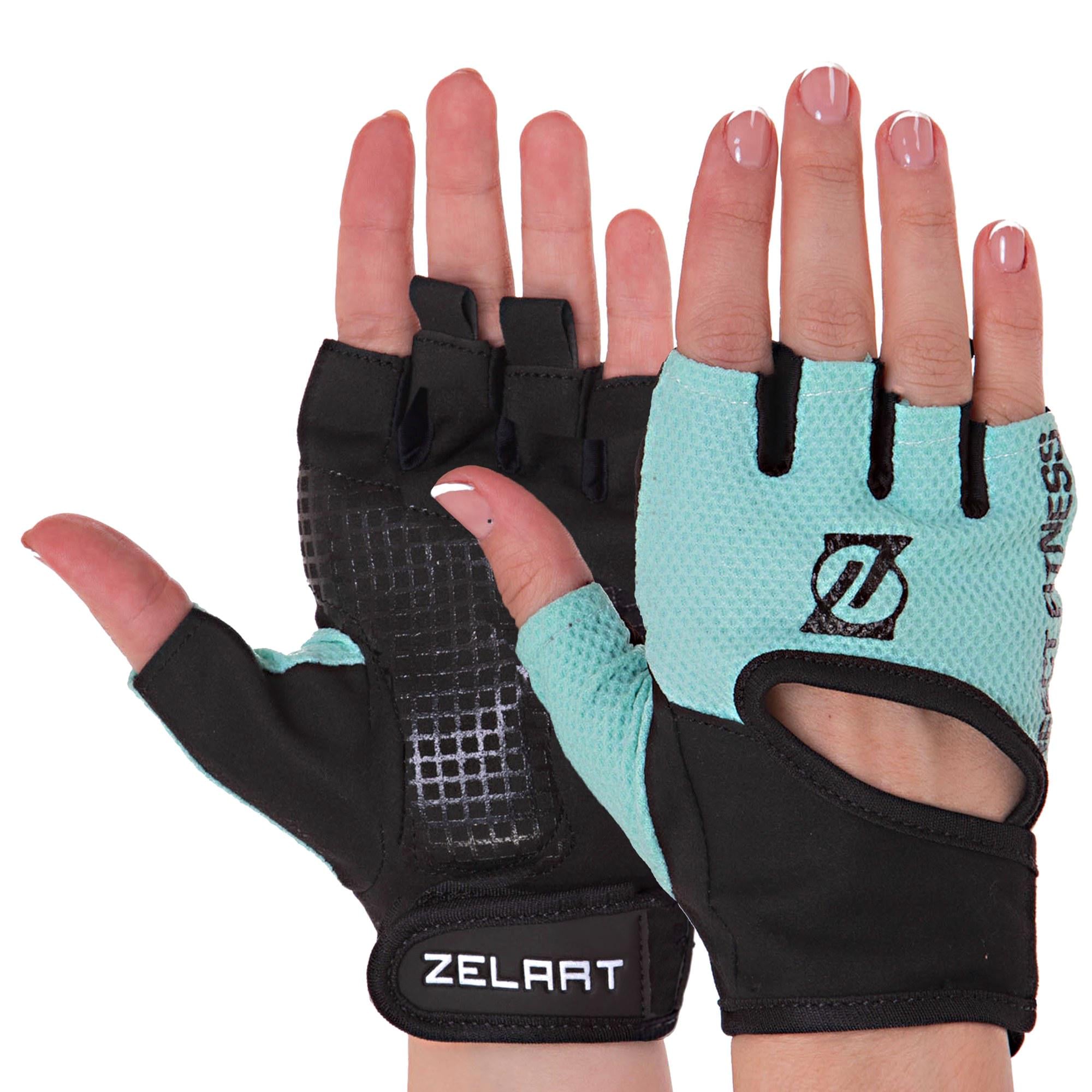 Перчатки для фитнеса и тренировок ZELART (MA-3886_Черный-мятный_S)