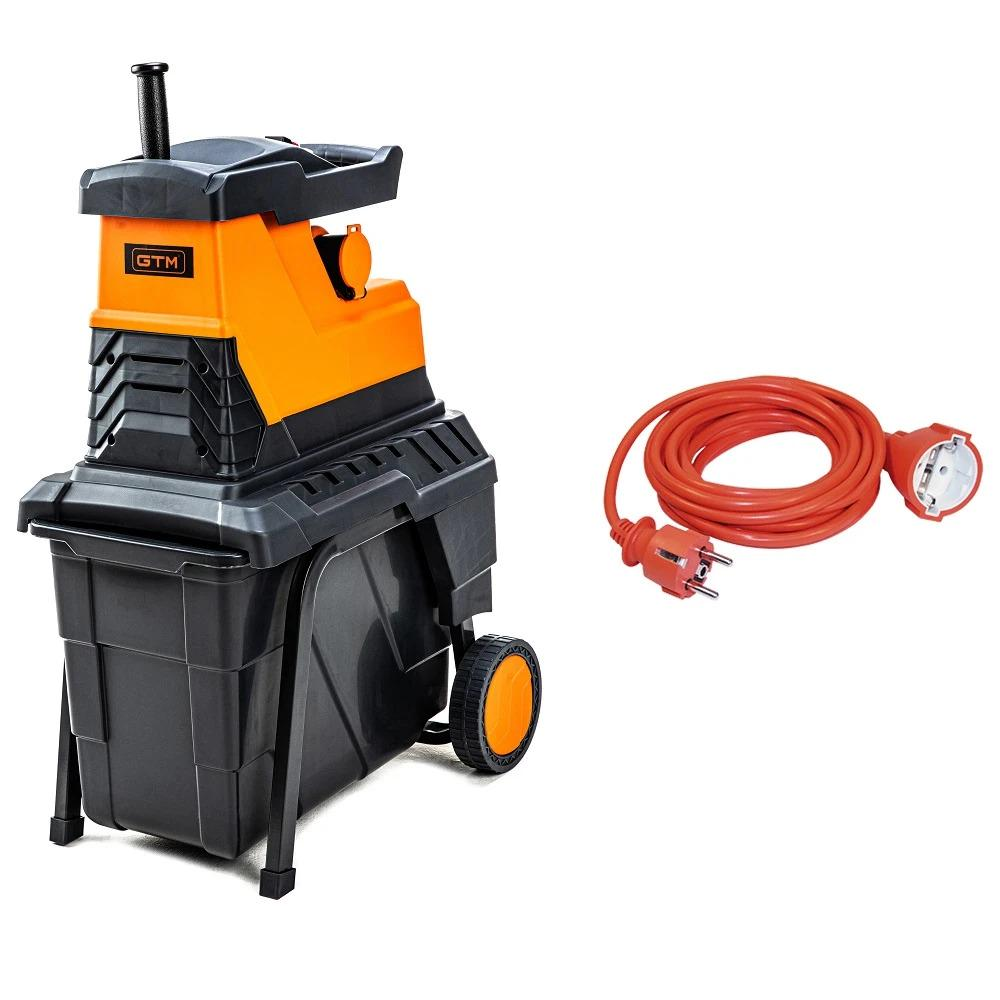 Измельчитель веток садовый с фрезерным механизмом GTM MS2800/45 KIT с удлинителем 10 м 2800 Вт 45 мм 43 об/мин 55 л 27 кг