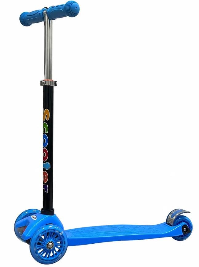 Самокат детский трехколесный Scooter Maxi 16 складной с подсветкой Синий (2104619544)