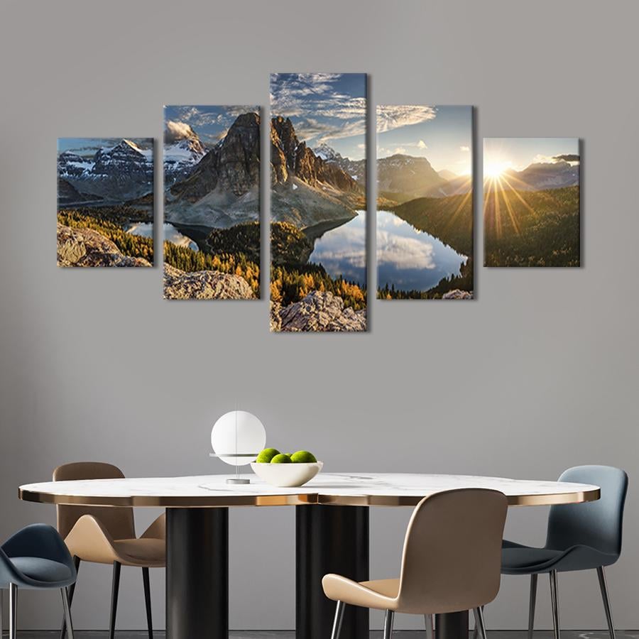 Модульная картина из 5 частей на холсте интерьерная картина Далекие снежные вершины 187x94 см (604-52)