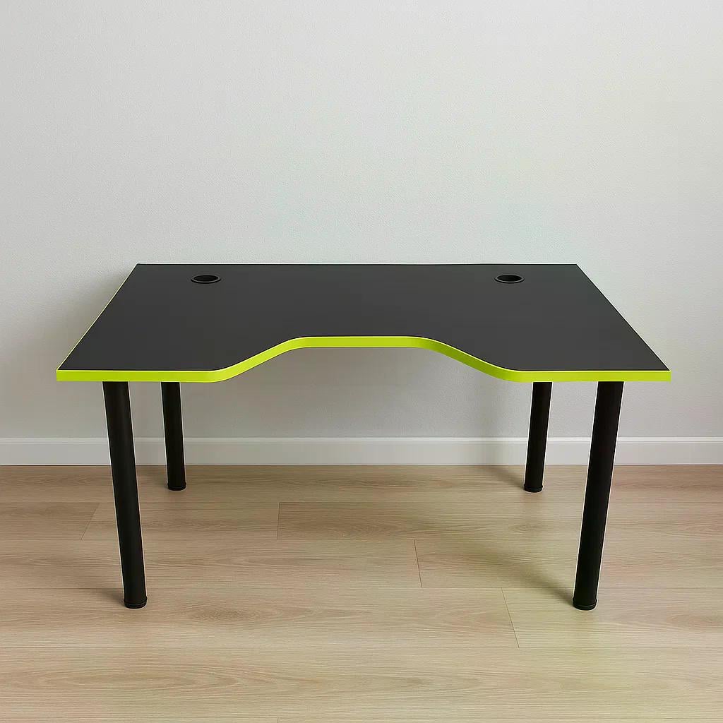 Геймерский стол X13 с полкой под системный блок 120 см Черный с лаймом (ГСXG13)