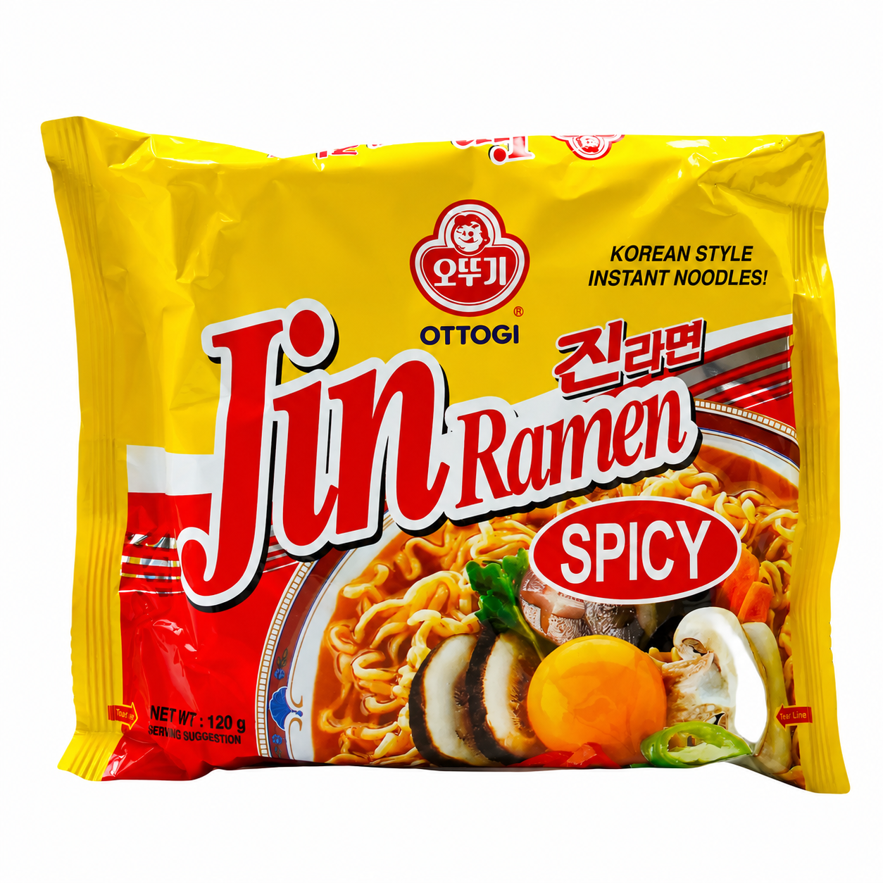 Рамен острый корейский Ottogi Jin Ramen Spicy Korean Style Instant Noodles 120 г
