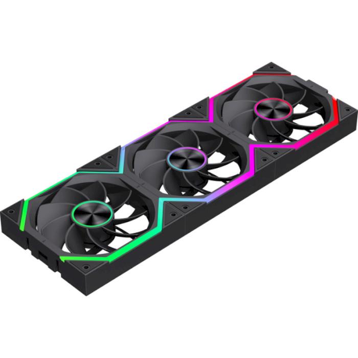 Комплект корпусных вентиляторов GameMax FN12A-N2 WL-R 3-Pack ARGB PWM 120 мм 2000 об/мин Черный