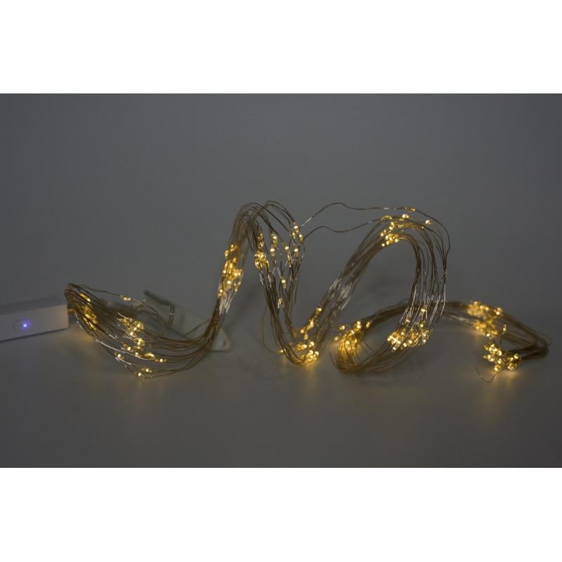 Гірлянда кінський хвіст каскад з павер банком 1 м 200LED теплий білий IP20 (720674)