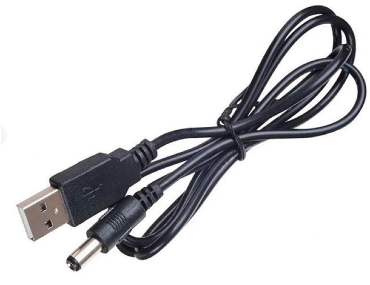 Кабель для живлення роутера від павербанку 5V USB-DC 5,5 1 м Чорний (C50010B)