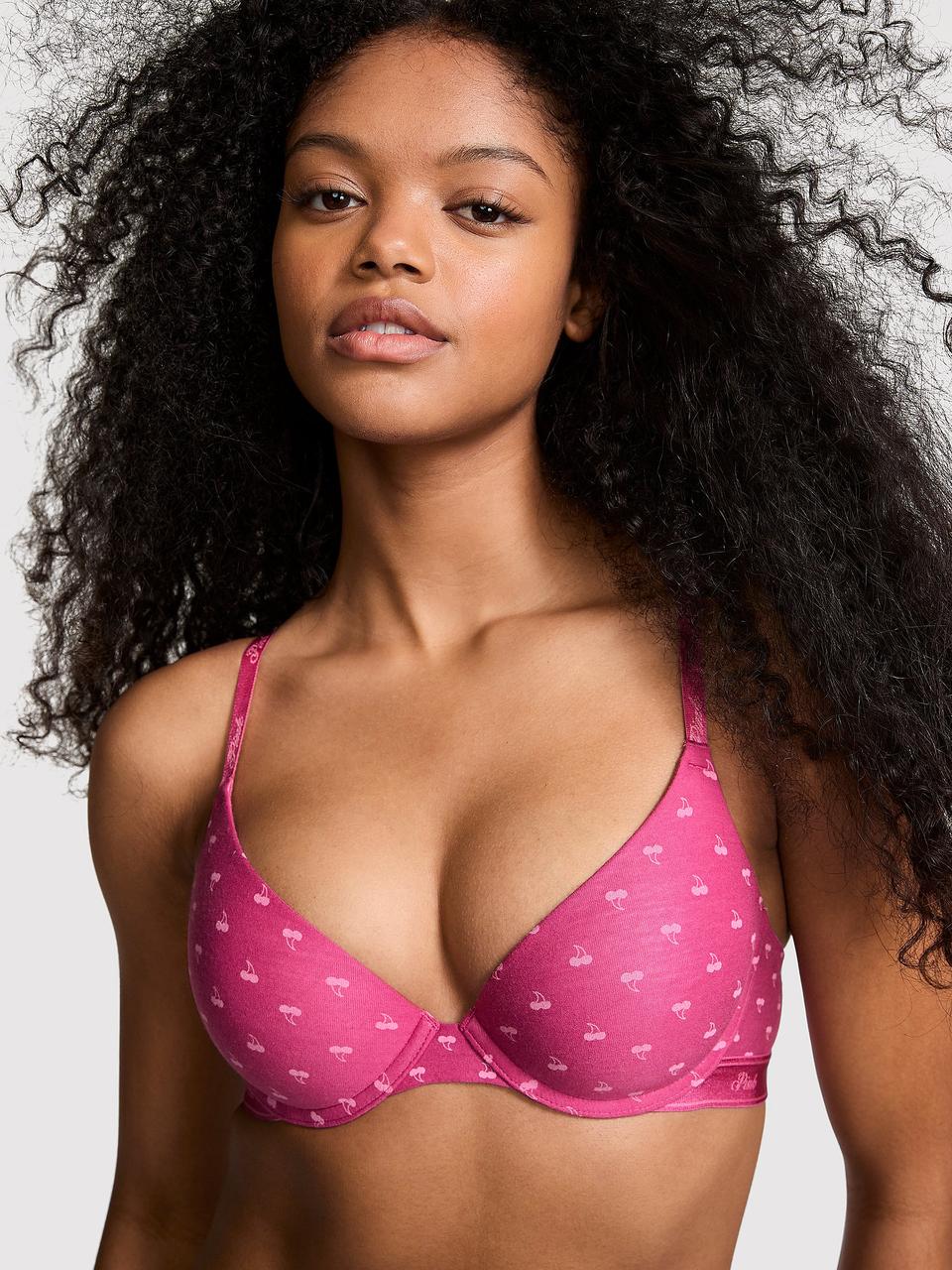 Бюстгальтер Victoria's Secret Wear Everywhere Push-Up принт Вишни 80D Розовый (144000416057)