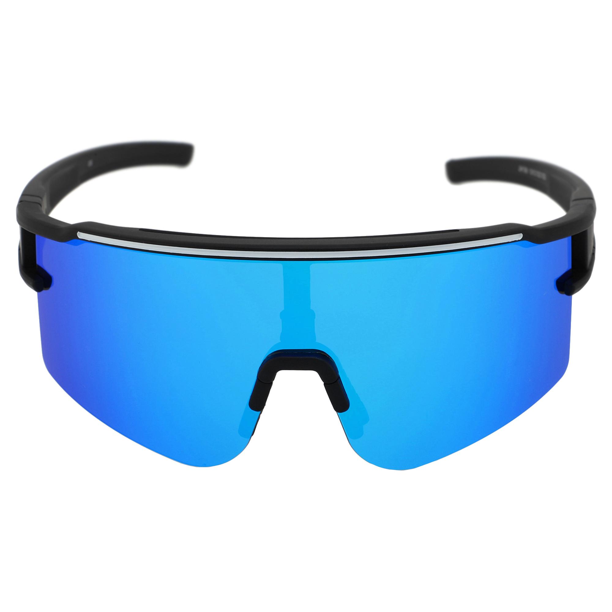 Очки спортивные солнцезащитные JHUA зеркальные Черный/Синий (JH-136-2) - фото 2