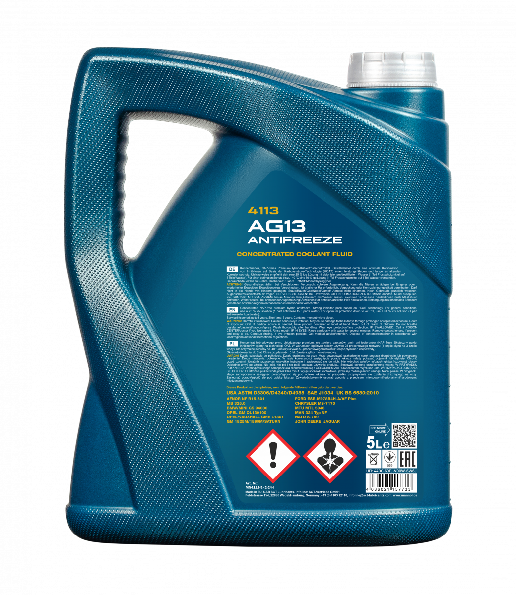 Концентрат антифризу Mannol 4113 Hightec Antifreeze AG13 5 л Зелений (MN4113-5) - фото 2 Концентрат антифризу Mannol 4113 Hightec Antifreeze AG13 5 л Зелений (MN4113-5) - фото 2