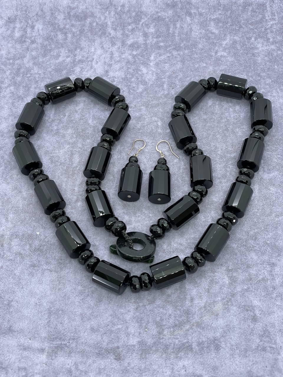 Бусы агат 60 см Черный (1311)