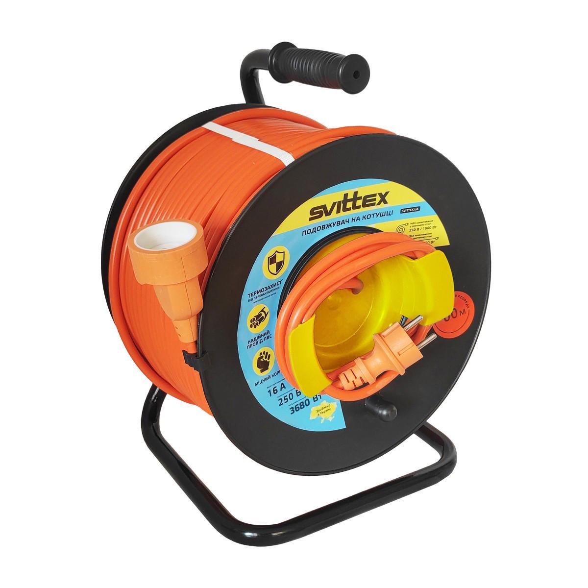 Подовжувач на котушці SVITTEX SV-251 60 м 2х1,5 мм з виносною розеткою (19911-е)