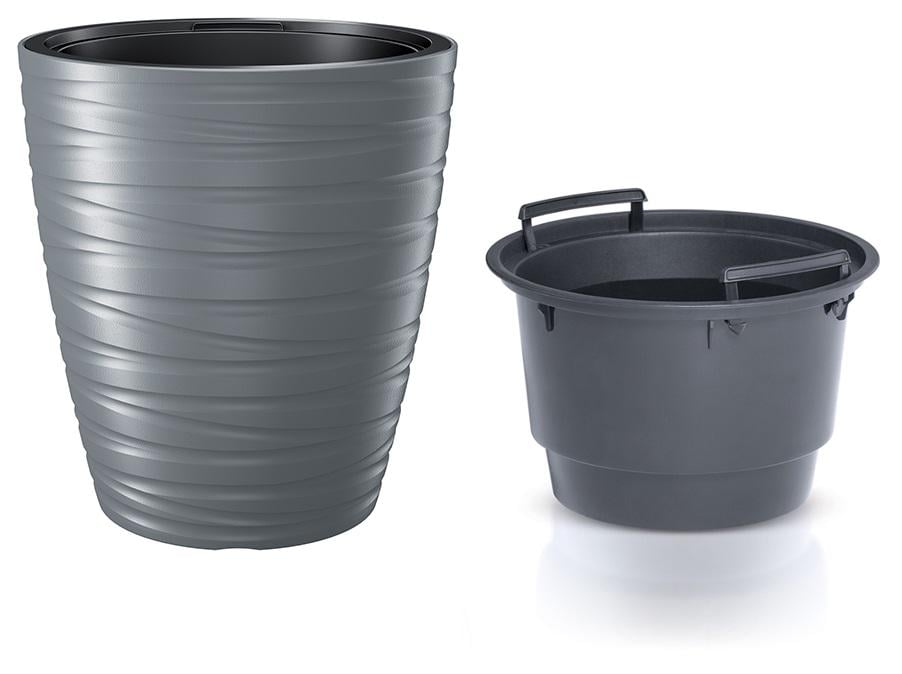 Горшок для цветов Prosperplast MAZE H-52,3 см круглый с вкладышем Серый
