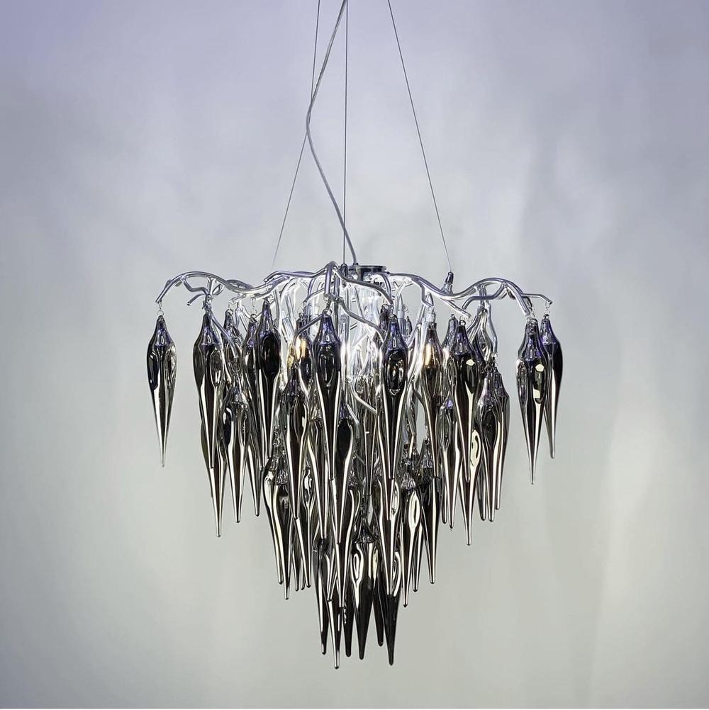 Люстра з підвісними об’ємними скляними елементами 80 см (Y 03 CH/GR) - фото 8 Люстра з підвісними об’ємними скляними елементами 80 см (Y 03 CH/GR) - фото 8