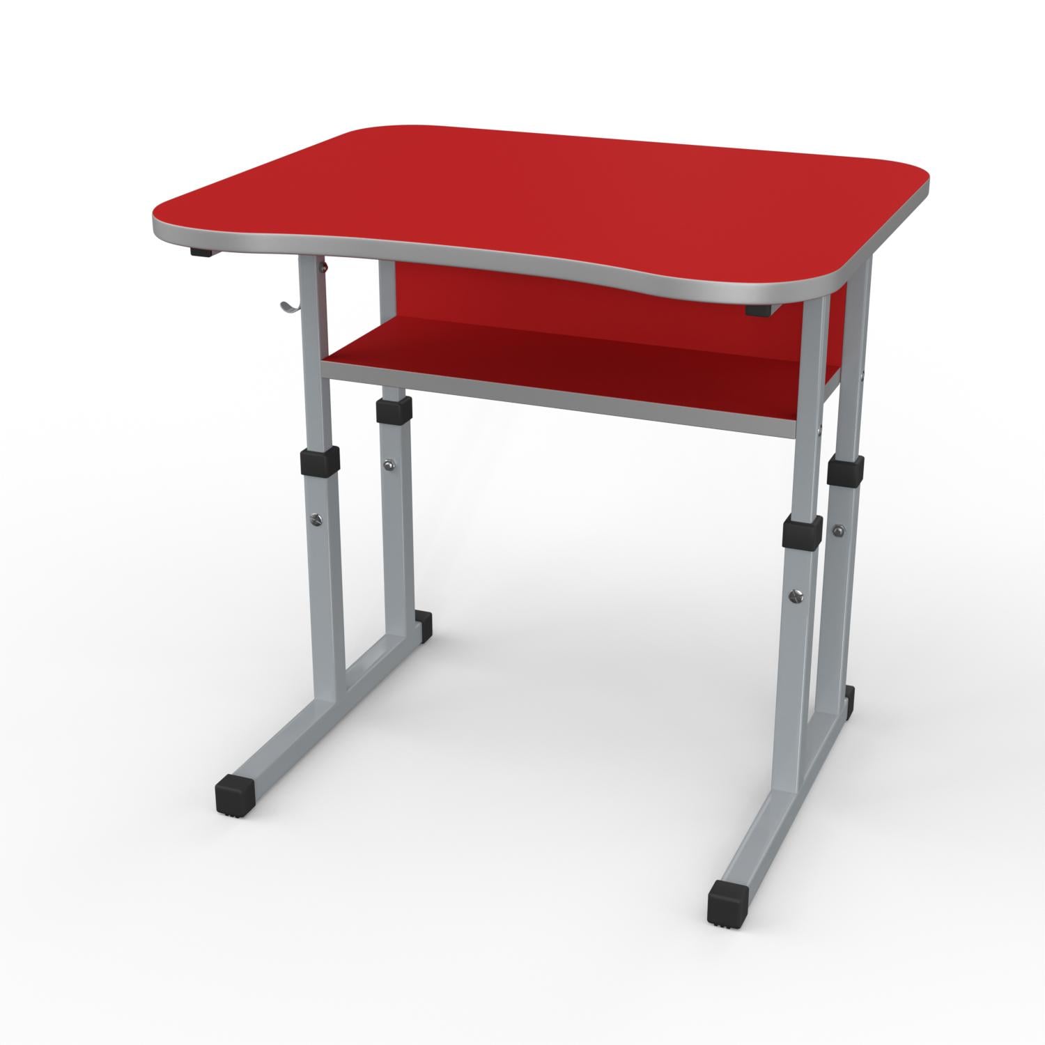 Парта школьная регулируемая 1-11 класс с вырезом под ученика 700x500 мм Красный/Серый (1122-r-s)