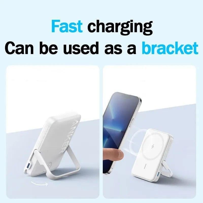 Повербанк магнітний Magsafe Anker A1618 5000 mAh для iPhone з підставкою для телефона Білий (26389475) - фото 9