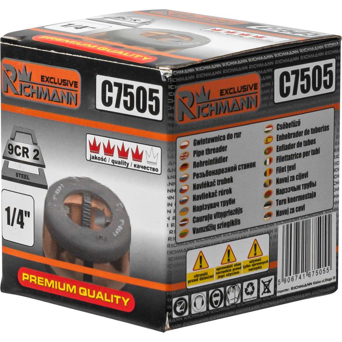 Плашка-клуп Richmann C7505 для нарізування різьби на трубах 1/4'' 6,3 мм - фото 2 Плашка-клуп Richmann C7505 для нарізування різьби на трубах 1/4'' 6,3 мм - фото 2