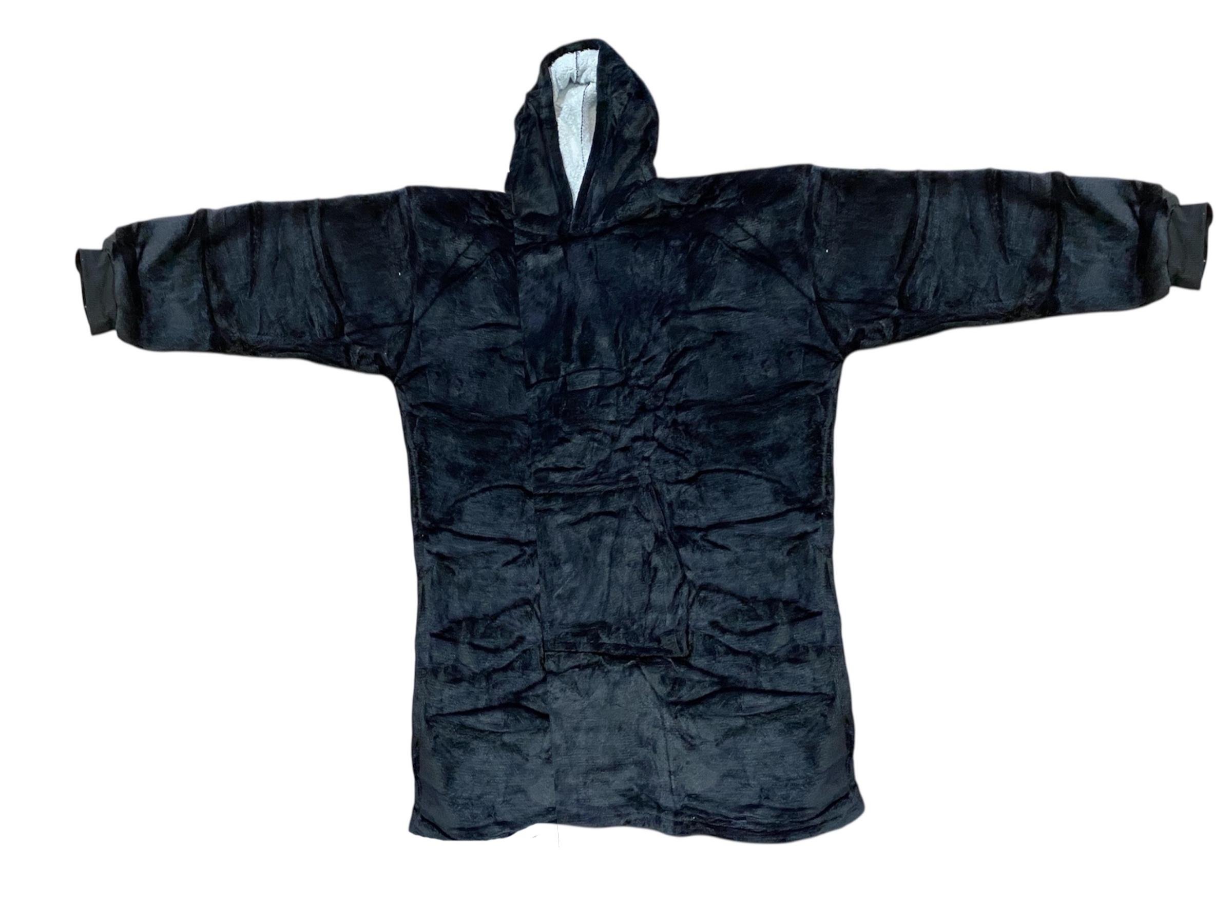 Плед-худі Huggle Hoodie з рукавами та капюшоном плюшевий 85х75 см Чорний