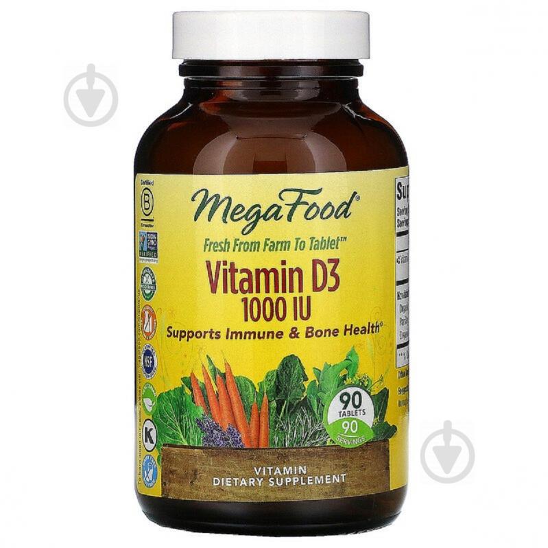 Вітамін D3 1000 IU, Vitamin D3, MegaFood, 90 таблеток