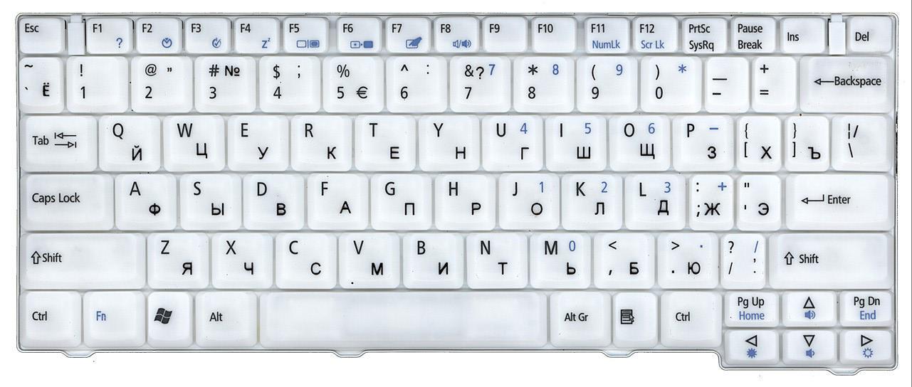 Клавиатура для ноутбука Acer TravelMate 3000/3010/3020/3030/3040 White