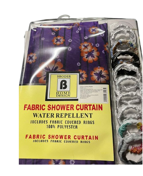 Шторка в ванную Stenson R92260 с цветочным принтом на кольцах 170x180 см Фиолетовый (605942)