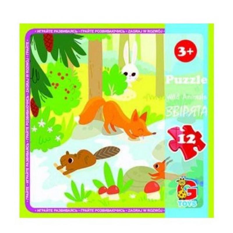 Пазлы детские картонные G-Toys Лесные обитатели 12 эл. (IP-177-P-775)