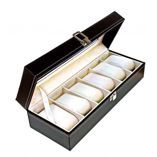 Скринька для годинників гладка шкіра Чорний 30,5х11х8 см