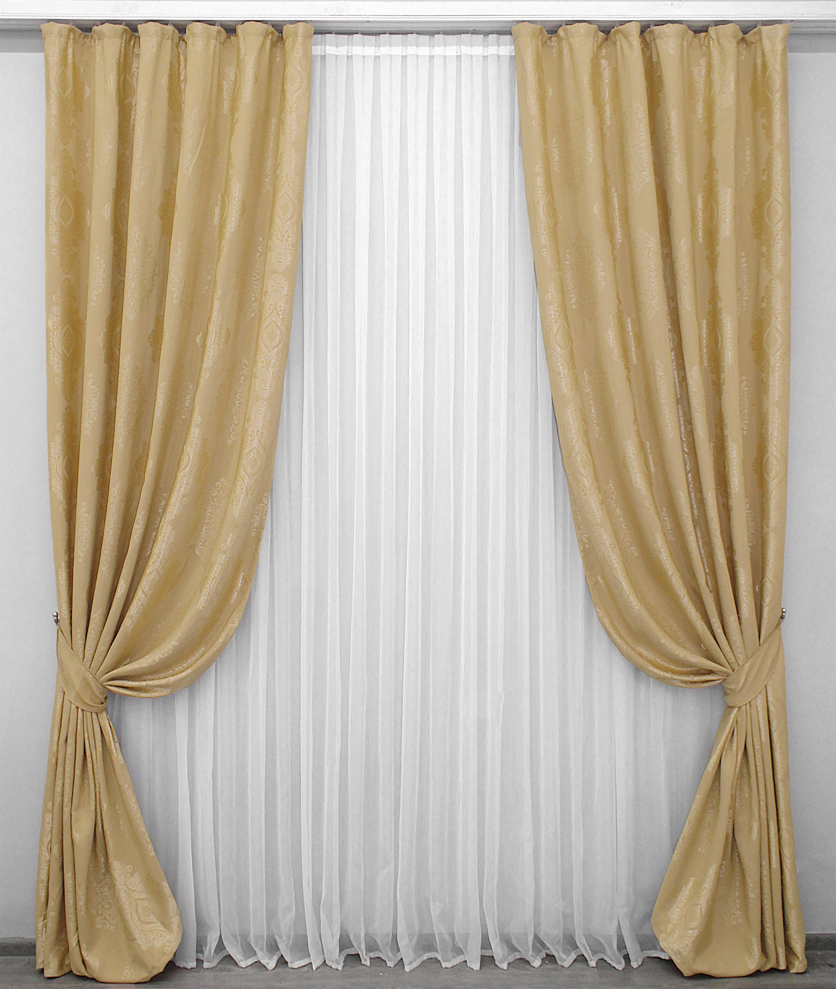 Комплект штор VR-Textil Корона № 393ш жаккард 150х270 см 2 шт. Золотистый (30-134) Комплект штор VR-Textil Корона № 393ш жаккард 150х270 см 2 шт. Золотистый (30-134)