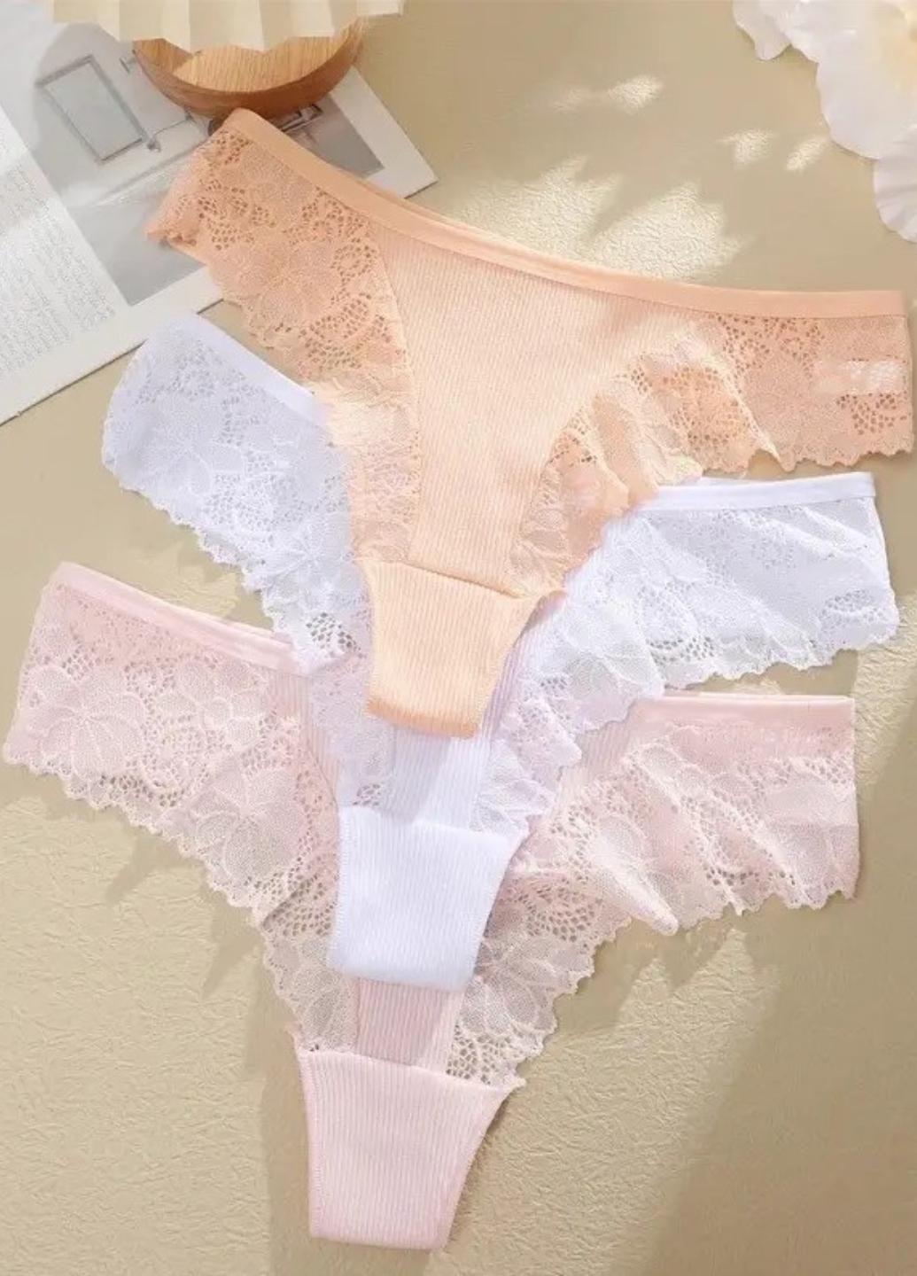 Набор трусиков стрингов из хлопка Summer Comfort M 3 шт. Разноцветный (1368-44)