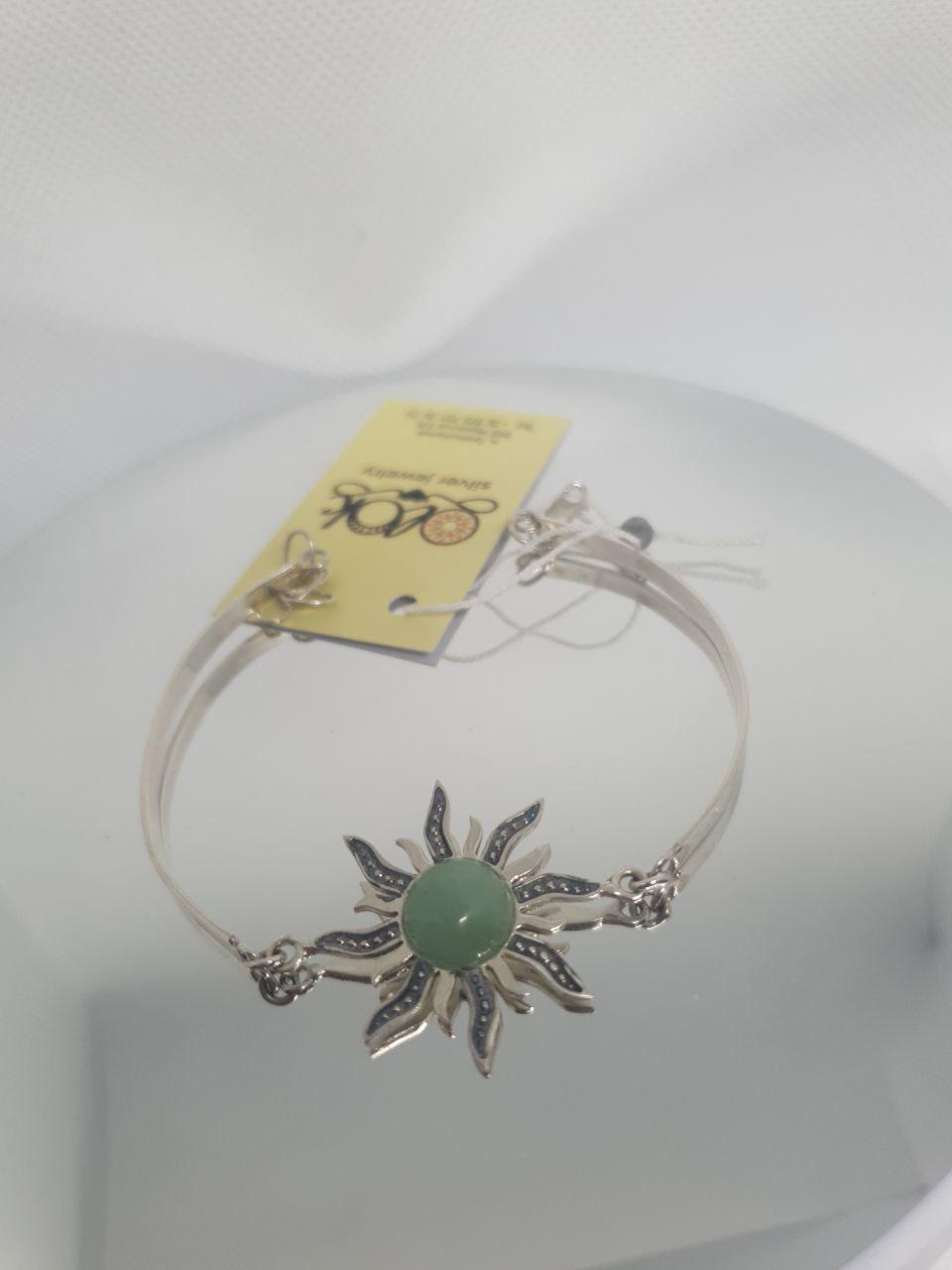 Браслет срібний Сонце з камінням нефрит 925 проба (2607612427) - фото 9